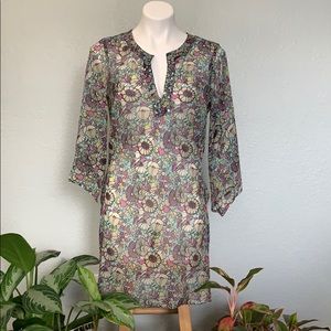 Nicole Miller Sheer Floral Tunic Size 12